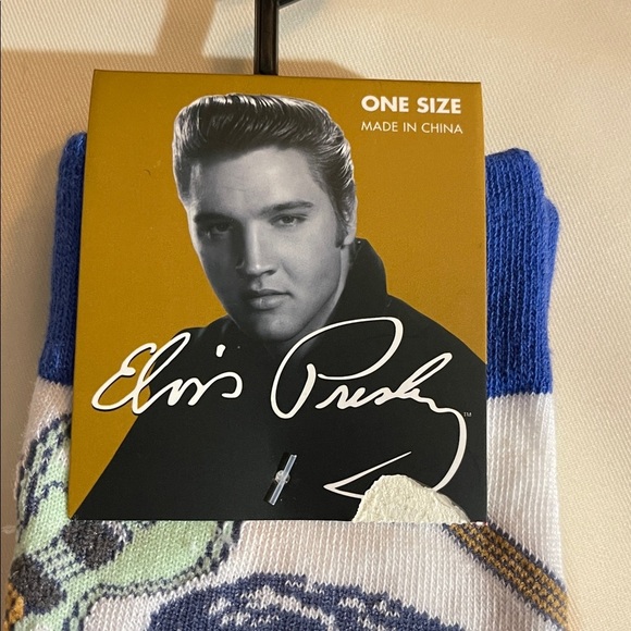 Elvis Presley Official Merchandise Blue and White Men's Socks NWT - Picture 2 of 6